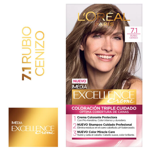 Excellence Tintura 7.1 Rubio Cenizo x 1 Unidad, , large image number 0