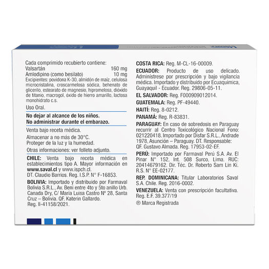 Valaxam 160 mg /10 mg x 30 Comprimidos Recubiertos, , large image number 1
