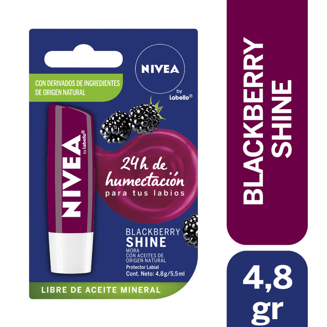 Protector Labial Nivea Blackberry Shine 5 mL, , large image number 0