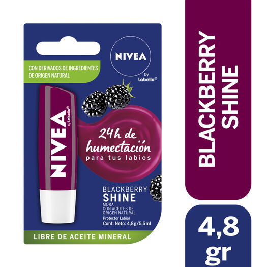 BÁLSAMO LABIAL NIVEA BLACKBERRY SHINE 4,8GR, , large image number 0