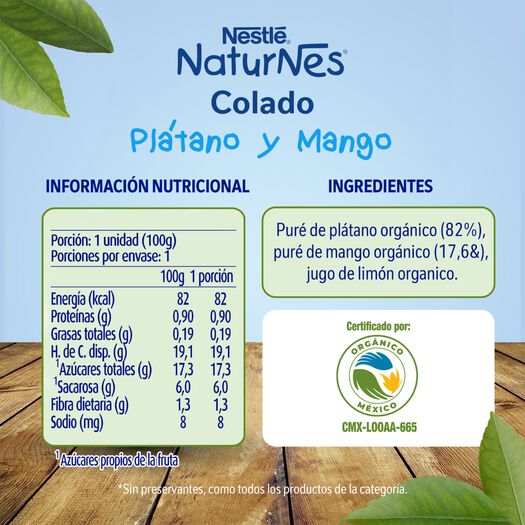 Compota Orgánica Pouch Naturnes Platano Mango 100 g, , large image number 3