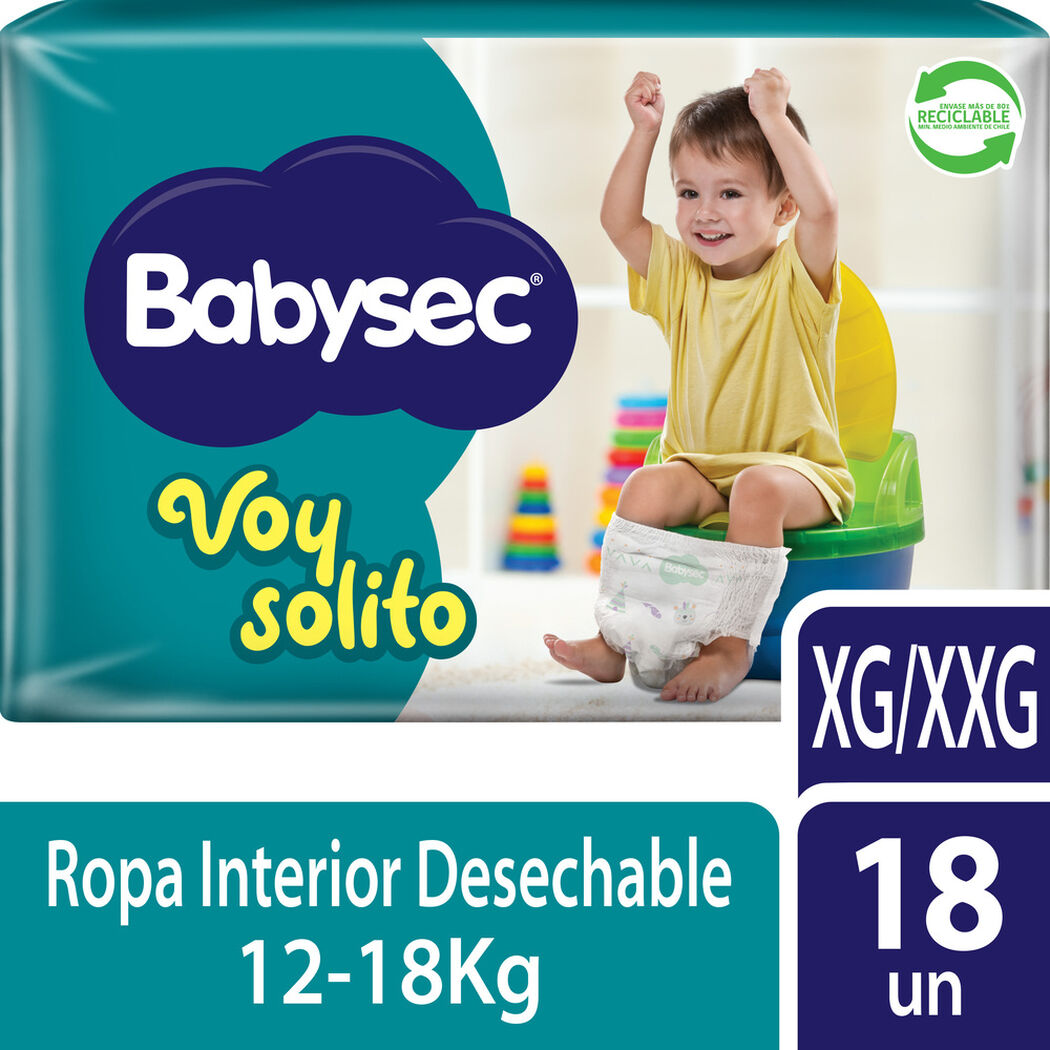 Pañales Babysec Voy Solito XG/XXG 18 un