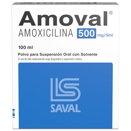 Amoval 500 mg/5 mL x 100 mL Polvo Para Suspensión Oral Con Solvente, , large image number 0