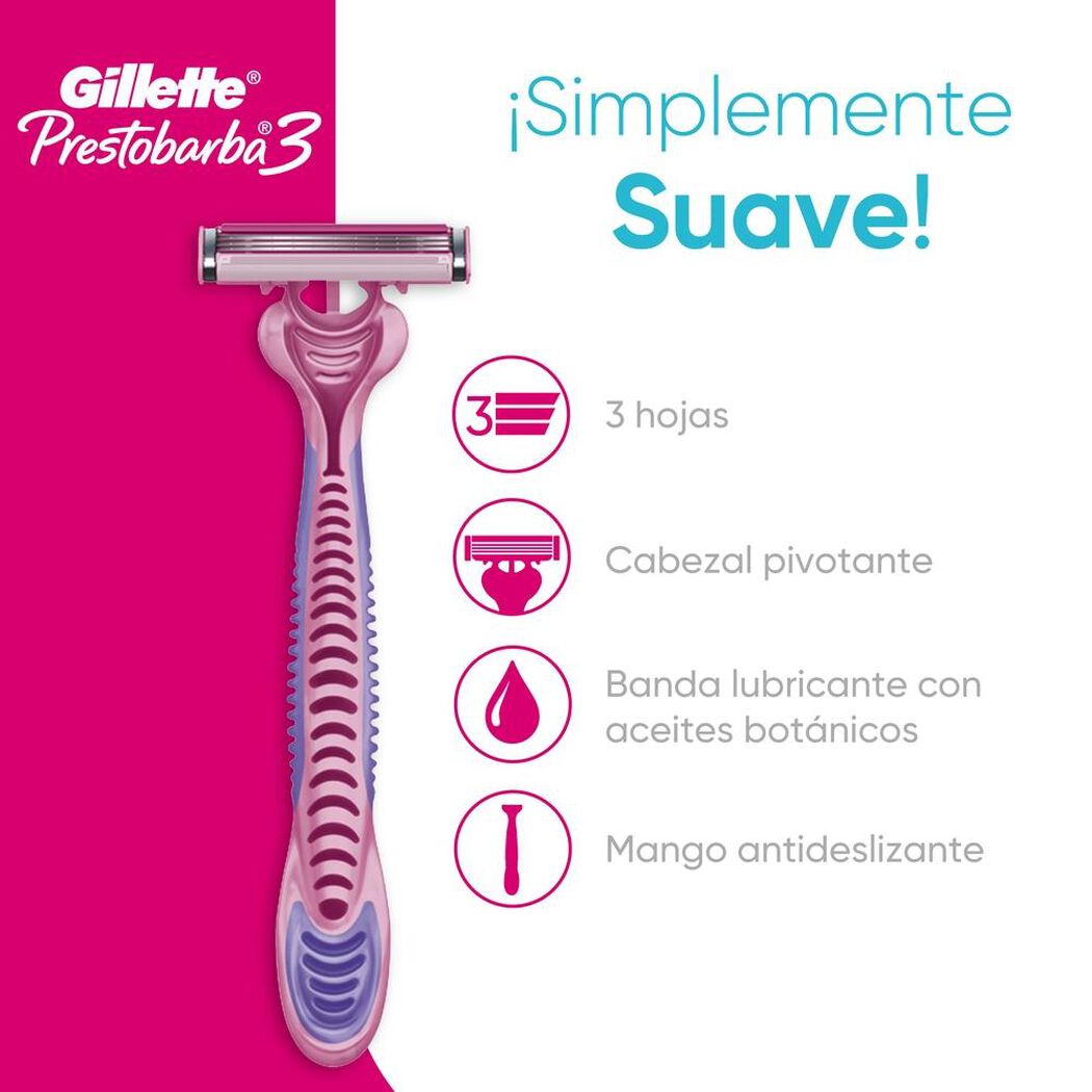 Máquina de Afeitar Gillete Prestobarba 3 Woman 2 un, , large image number 1