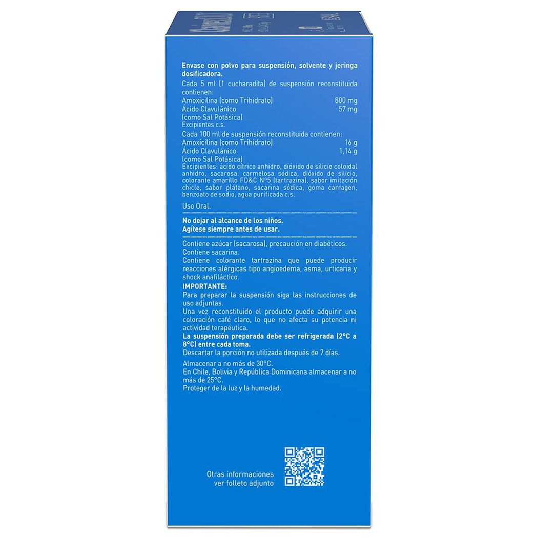 Clavinex Duo Forte 800 mg/57 mg/5 ml x 100 ml Polvo para Suspensión Oral con Solvente, , large image number 1