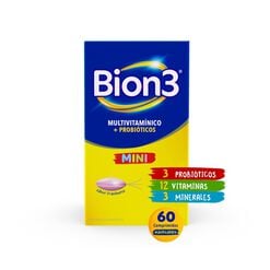 Multivitamínico Bion3 Mini sabor Frambuesa 60 Comprimidos Masticables
