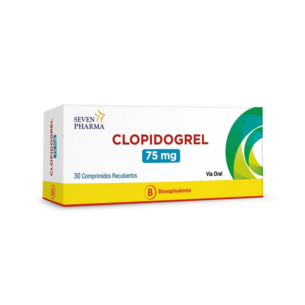 Clopidogrel 75 mg x 30 Comprimidos Recubiertos SEVEN PHARMA CHILE SPA, , large image number 0