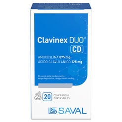 Clavinex Duo CD 875 mg/125 mg x 20 Comprimidos Dispersables