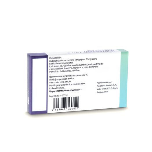 Nurtec ODT 75 mg Liofilizado Oral x 8 Sobres, , large image number 1