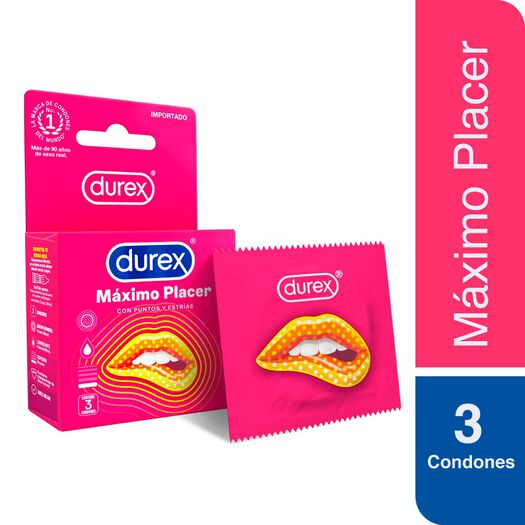 Durex Condones Máximo Placer 3 unidades, , large image number 0