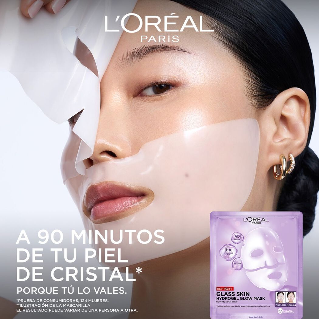 Mascarilla Facial Glass Skin L'Or&eacute;al Paris Revitalift Filler 1 Unidad, , large image number 2