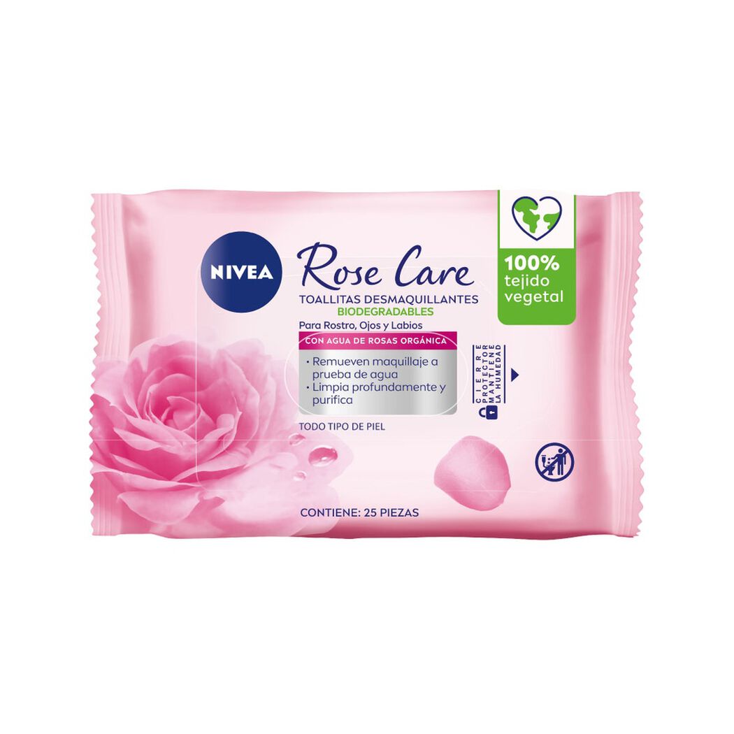 Toallitas Desmaquillantes Faciales Nivea Rose Care 25uds, , large image number 0