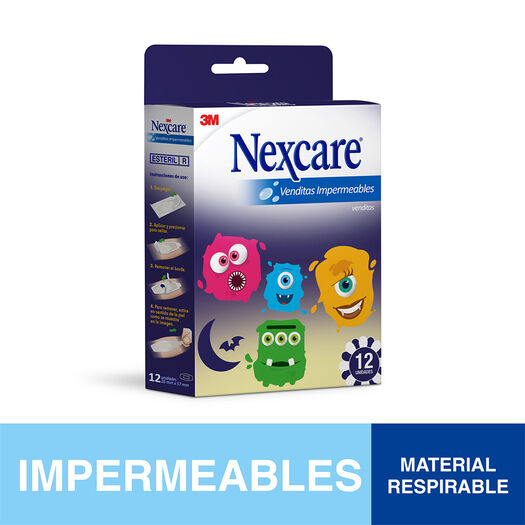 Nexcare¿ Parche Infantiles Impermeables Monstruos, 12 un. Tamaño único, , large image number 0