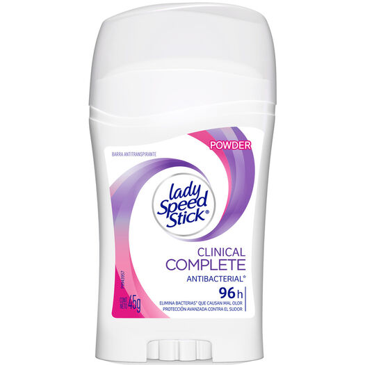 Desodorante Lady Speed Stick Clinical Complete Antibacterial Powder Barra 45 g, , large image number 1