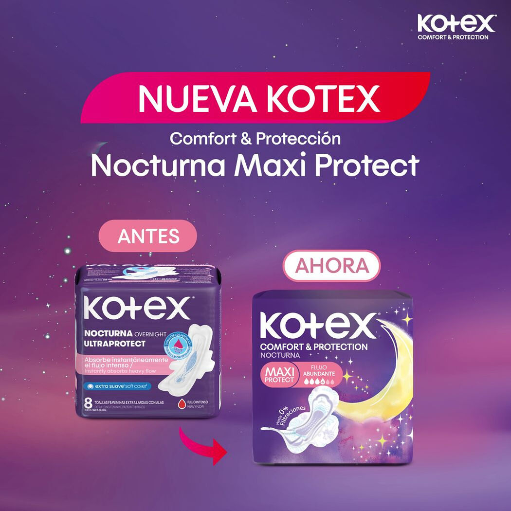 Toalla Higi&eacute;nica Kotex Con Alas Nocturna 8 un, , large image number 1