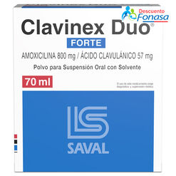 Clavinex Duo Forte 800 mg/57 mg/5 ml x 70 ml Polvo para Suspensión Oral con Solvente