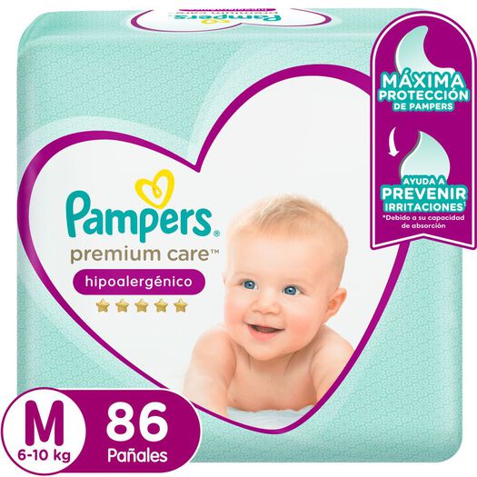 Pañales Pampers Premium Care Hipoalergénico M 86 un, , large image number 0