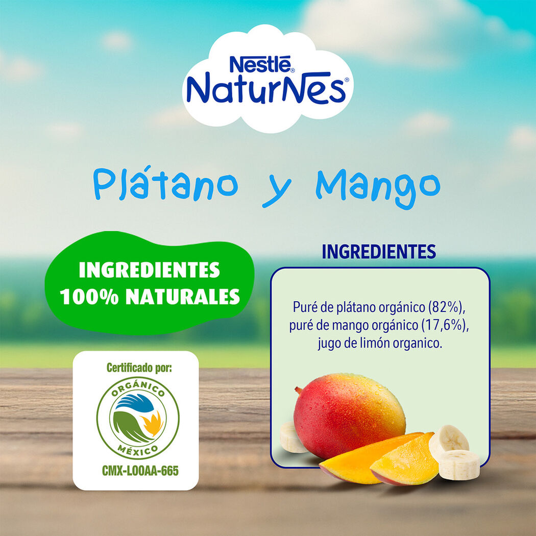 Compota Org&aacute;nica Pouch Naturnes Platano Mango 100 g, , large image number 3