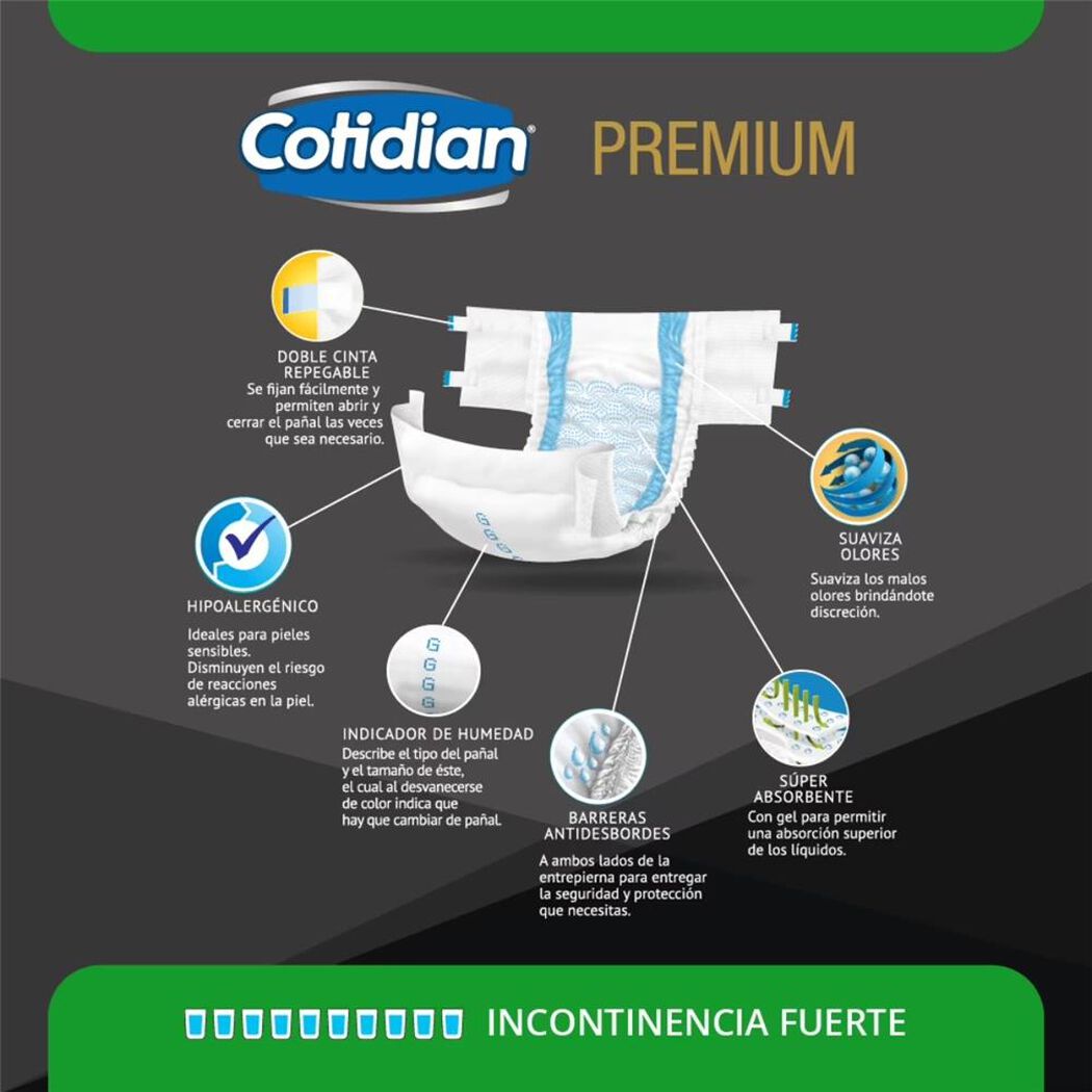 Pañal Premium Cotidian Adulto G 20 Un, , large image number 1