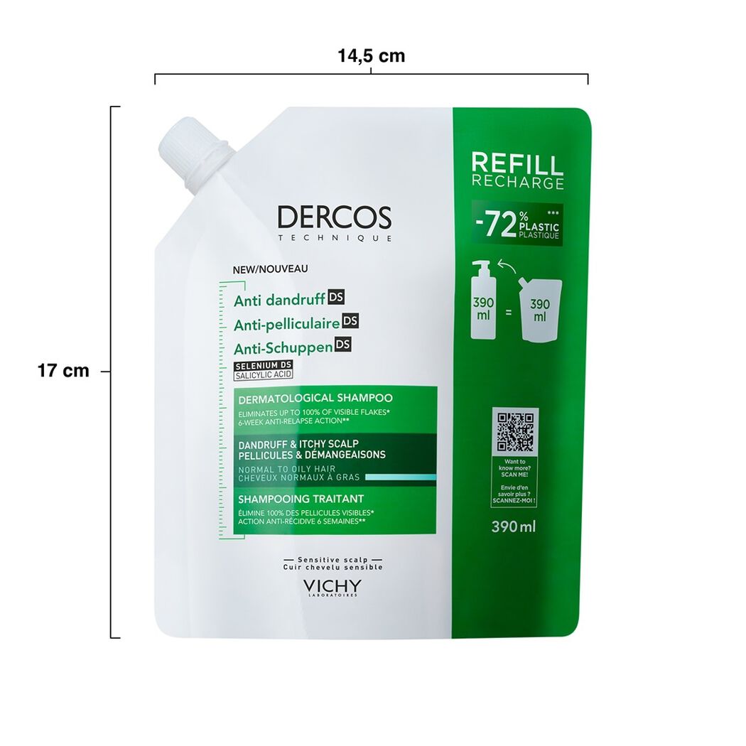 Shampoo Dercos Anti-Caspa DS Eco-Refill 390 mL, , large image number 1