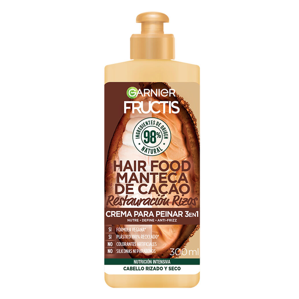 Crema de Peinar Fructis Hair Food Manteca de Cacao Restauración Rizos 300 mL, , large image number 1