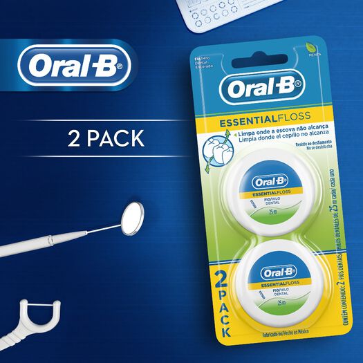 Oral-B Hilo dental sabor a menta Essential Floss, 2 unidades, , large image number 3