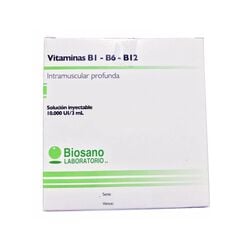 Vitamina B1/B6/B12 x 3 Ampollas Solución Inyectable BIOSANO