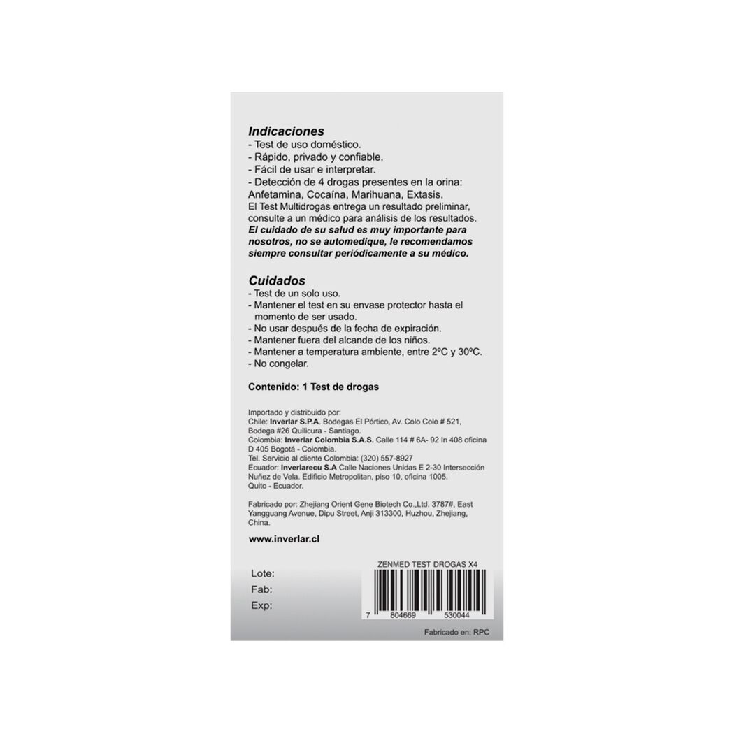 Test Multridrogas Zenmed 4DR, , large image number 1