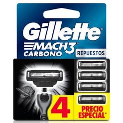 Repuesto M&aacute;quina de Afeitar Gillette Mach3 Carbono 4 un