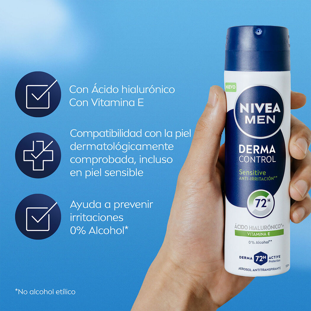 NIVEA Men Derma Control Sensitive Antitranspirante Aerosol 150 ml, , large image number 1