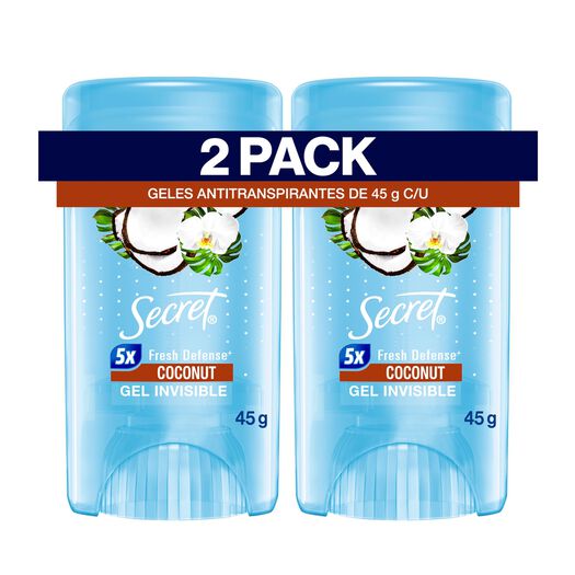 Antitranspirante en Gel Secret Coco 45 g, 2 Uds, , large image number 0