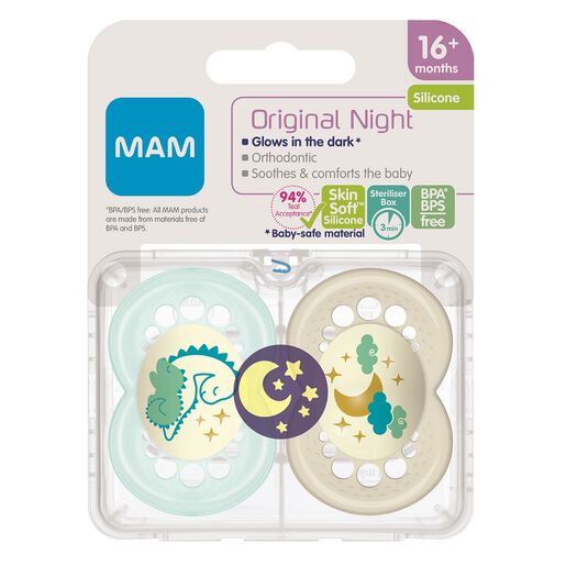 Chupetes mam original night de 16 meses brilla en la oscuridad