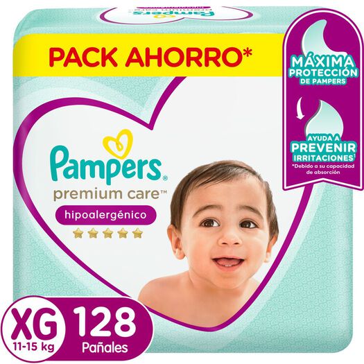 Pañales Pampers Premium Care Hipoalergénico XG 128 un, , large image number 0