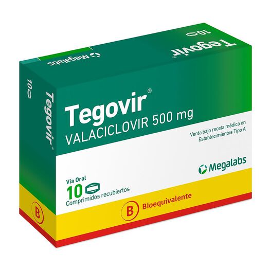 Tegovir 500 mg x 10 Comprimidos Recubiertos, , large image number 0