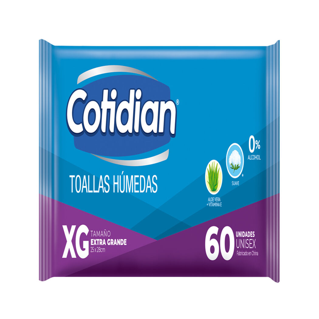 Cotidian Toallitas Húmedas Extra Grande x 60 Unidades, , large image number 1