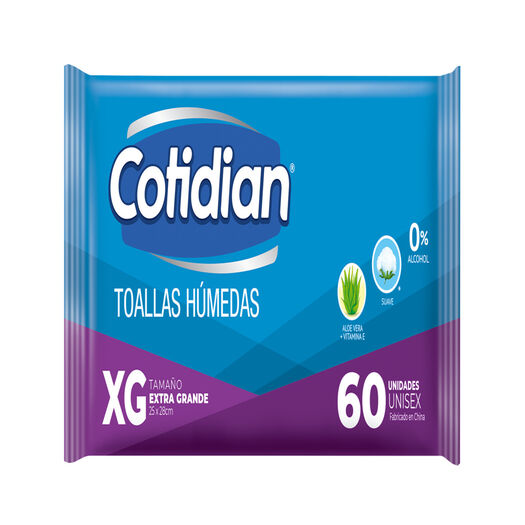 Cotidian Toallitas Húmedas Extra Grande x 60 Unidades, , large image number 1