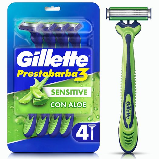 Máquina de Afeitar Gillette Prestobarba 3 Sensitive 4 un, , large image number 0