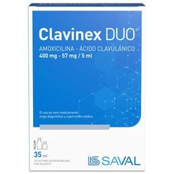 Clavinex Duo 400 mg/57 mg/5 ml x 35 ml Polvo para Suspensión Oral con Solvente