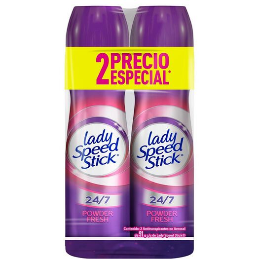 Desodorante En Spray Lady Speed Stick 24/7 Powder Fresh Pack 91g 2u, , large image number 1