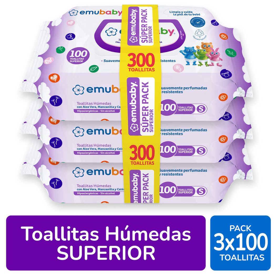 Toallas H&uacute;medas Emubaby Superior 300 un, , large image number 0