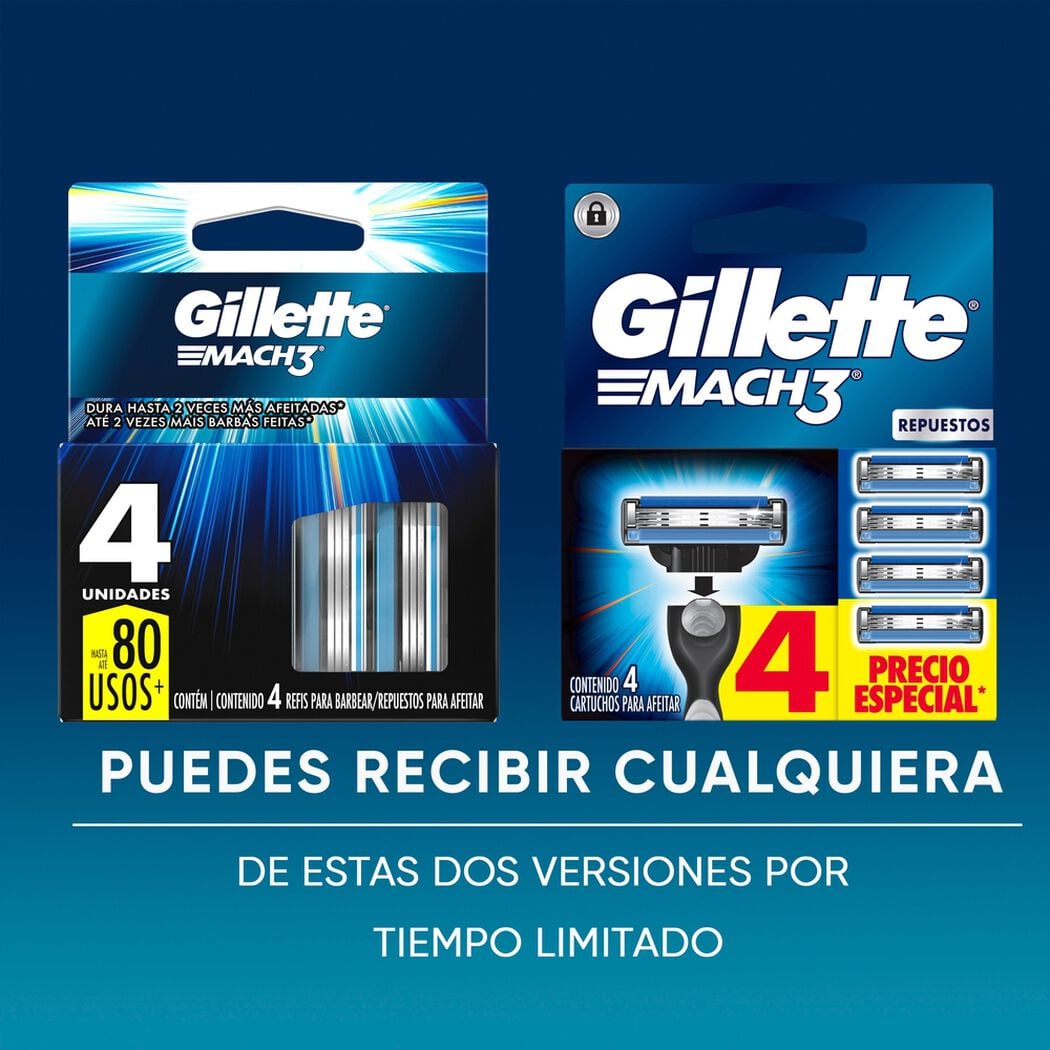 Repuesto M&aacute;quina de Afeitar Gillette Mach3 4 un, , large image number 4