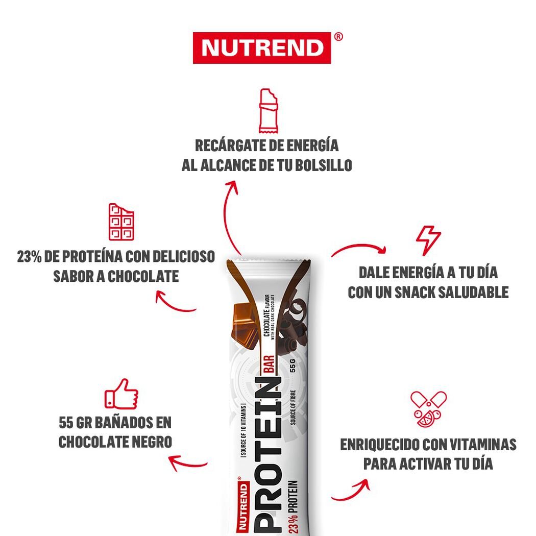 Nutrend Protein Bar Chocolate x 55 g Barra, , large image number 1