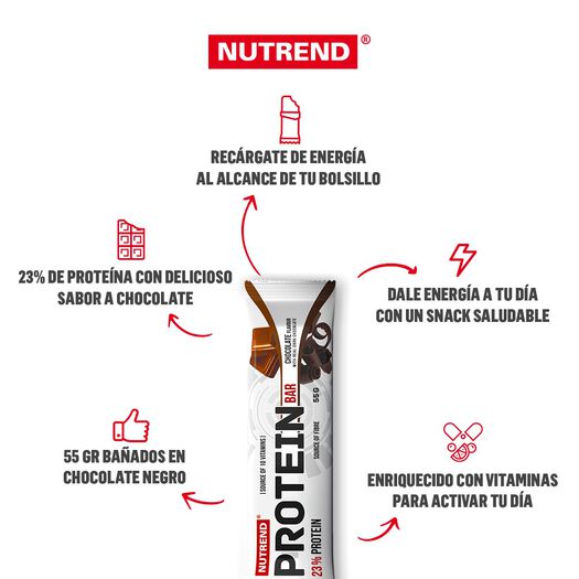Nutrend Protein Bar Chocolate x 55 g Barra, , large image number 1