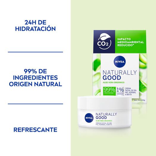 Crema Nivea Facial Día Naturally Good 50 mL, , large image number 1