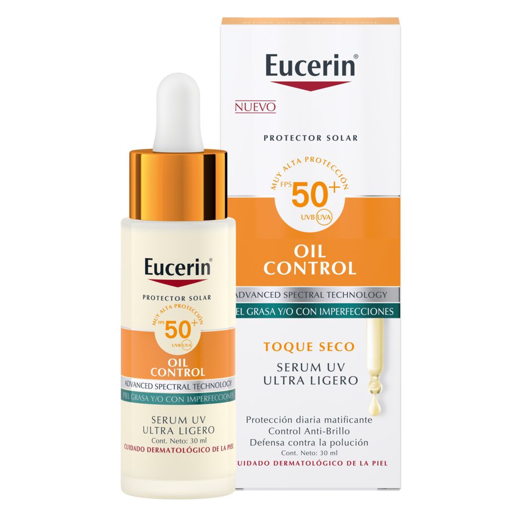 Protector Solar Eucerin Serum Oil Control UV Diario Ultra Ligero FPS 50+ 30ml, , large image number 0