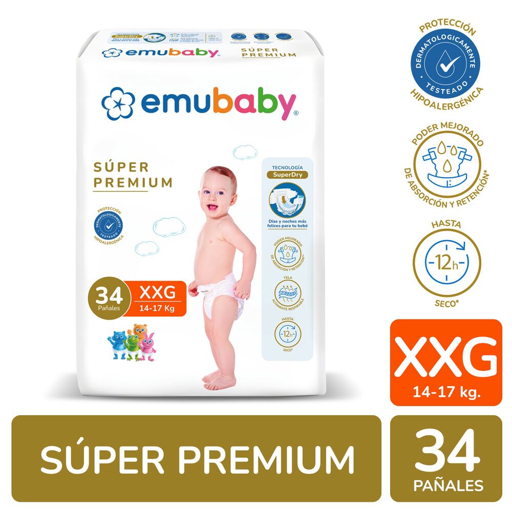 Pañales Emubaby Premium XXG 34 un | Farmacias Ahumada