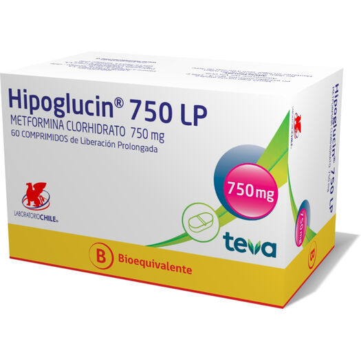 Hipoglucin LP 750 mg x 60 Comprimidos de Liberación Prolongada, , large image number 0