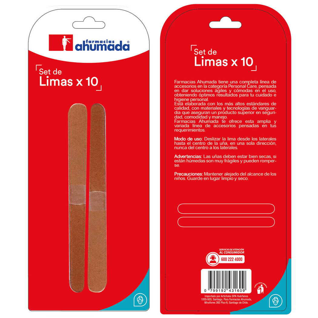Set De Limas Farmacias Ahumada X 10, , large image number 0