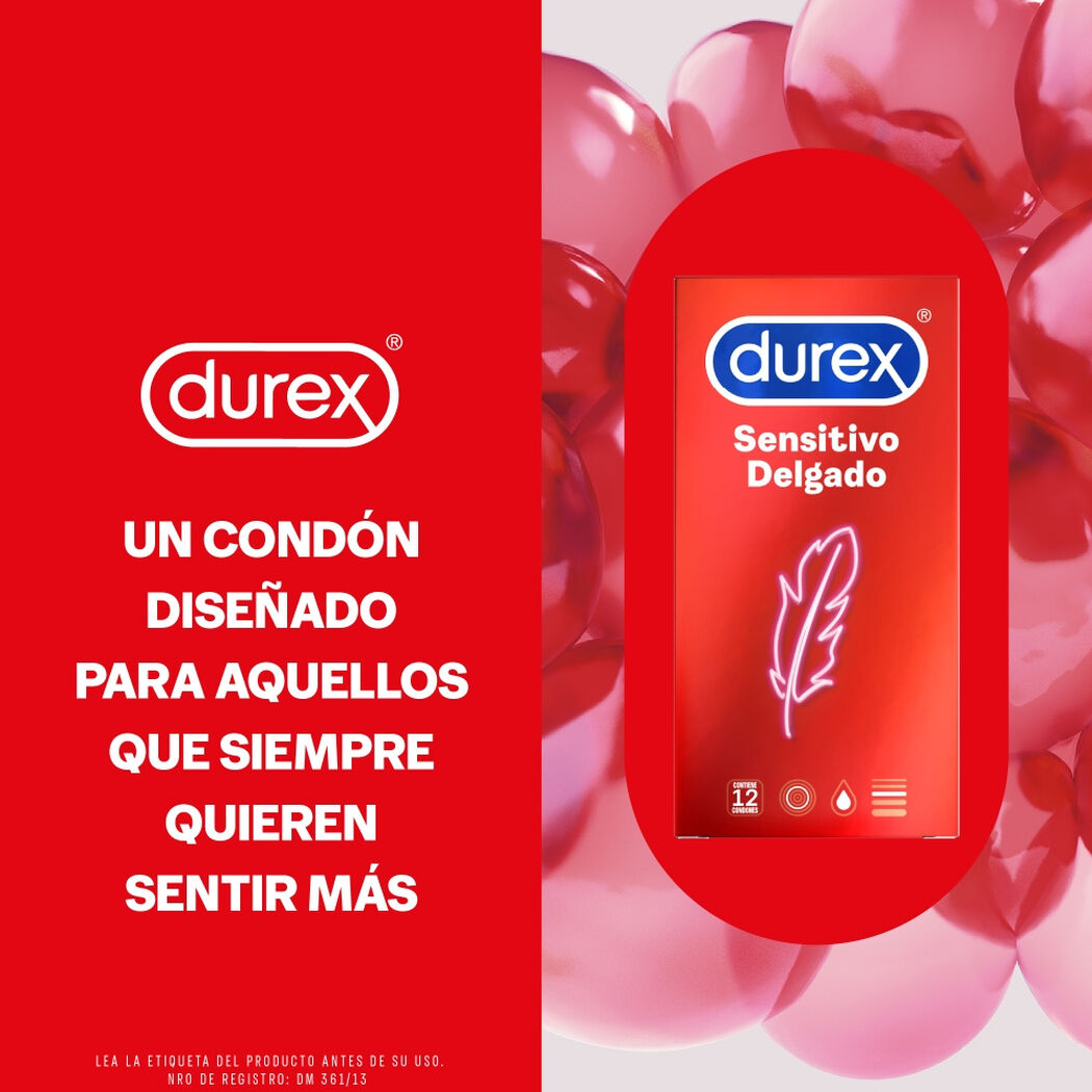Preservativos Durex Sensitivo Delgado 12 un, , large image number 1