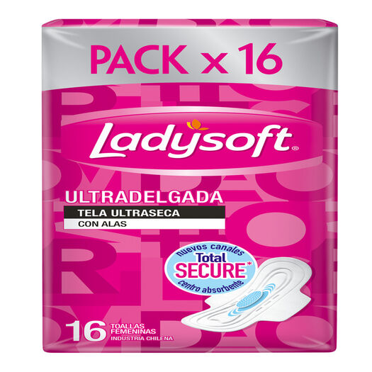 Ladysoft Toalla Higienica Ultra Delgada Tela Ultraseca Con Alas x 16 Unidades, , large image number 1